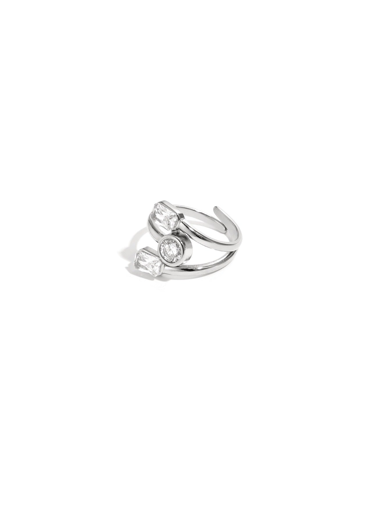 Statement ring met glinsteringen zilverkleur 