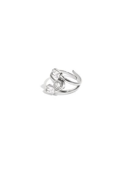 Statement ring met glinsteringen zilverkleur 