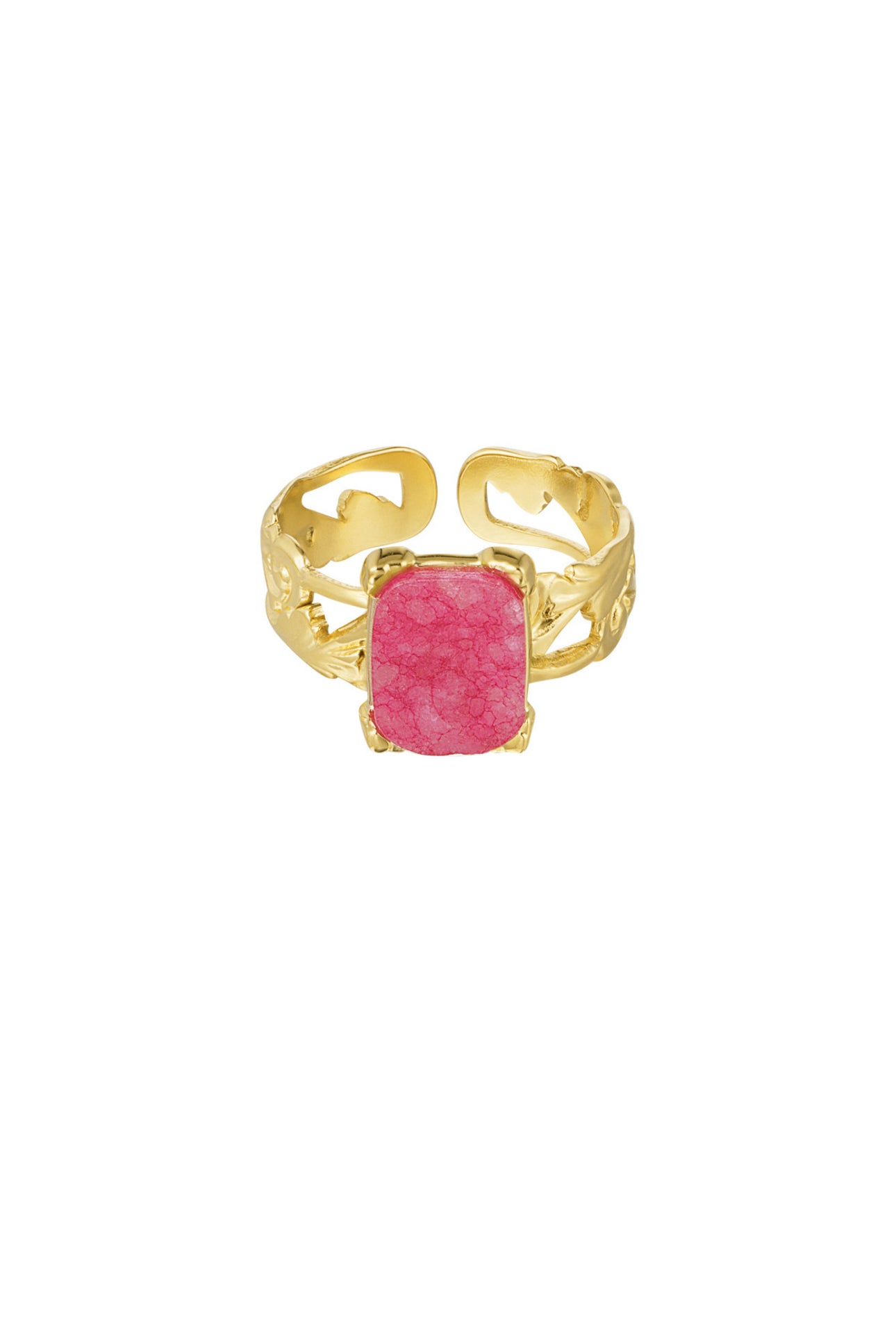 Statement ring roze steen