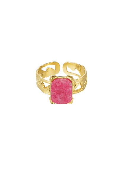 Statement ring roze steen