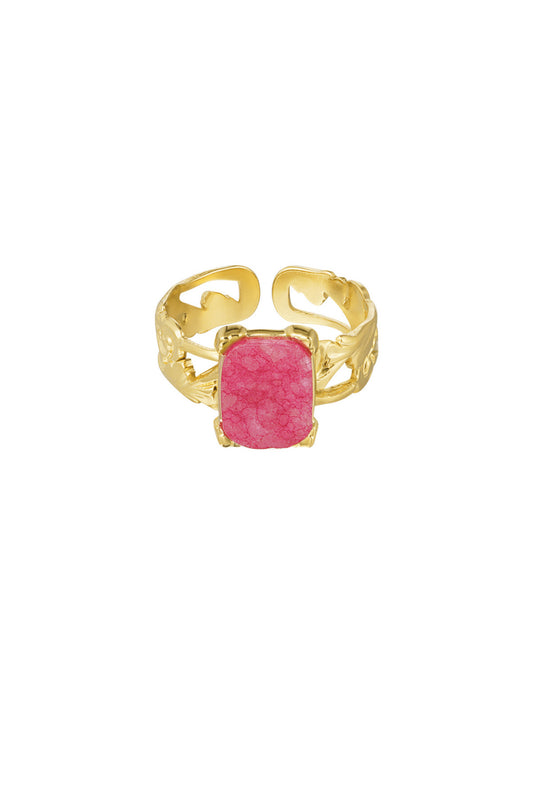 Statement ring roze steen