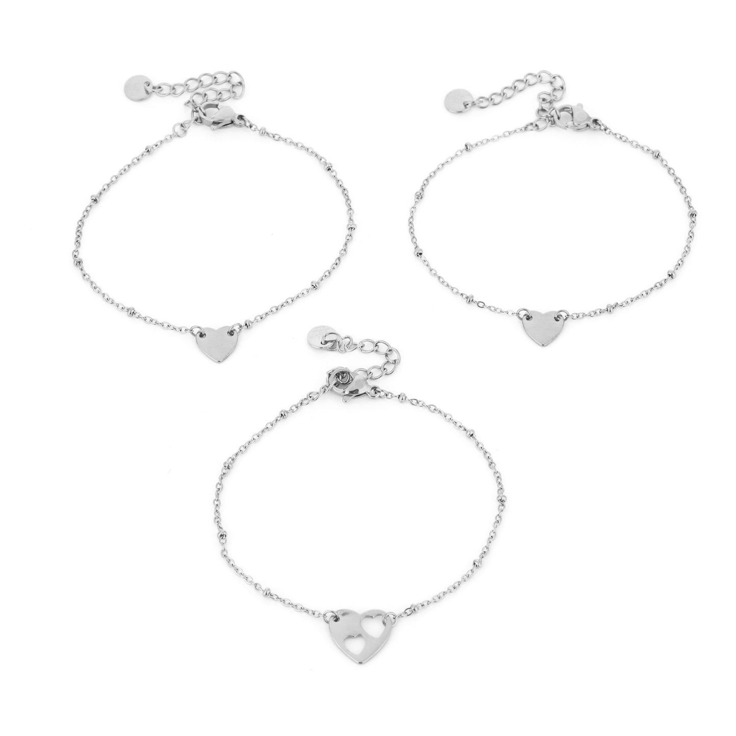 Vriendschap armbanden set 3 Waterproof zilverkleur 