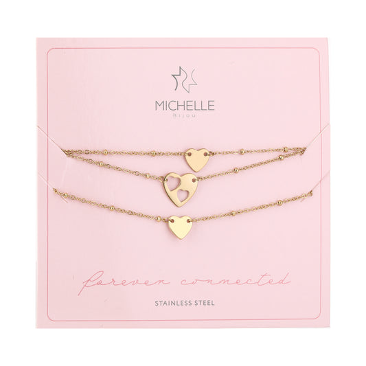Vriendschap armbanden set 3 goudkleur 