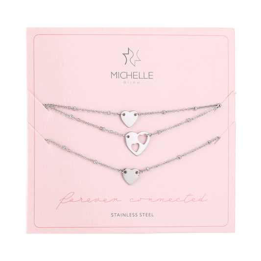 Vriendschap armbanden set 3 zilverkleur 