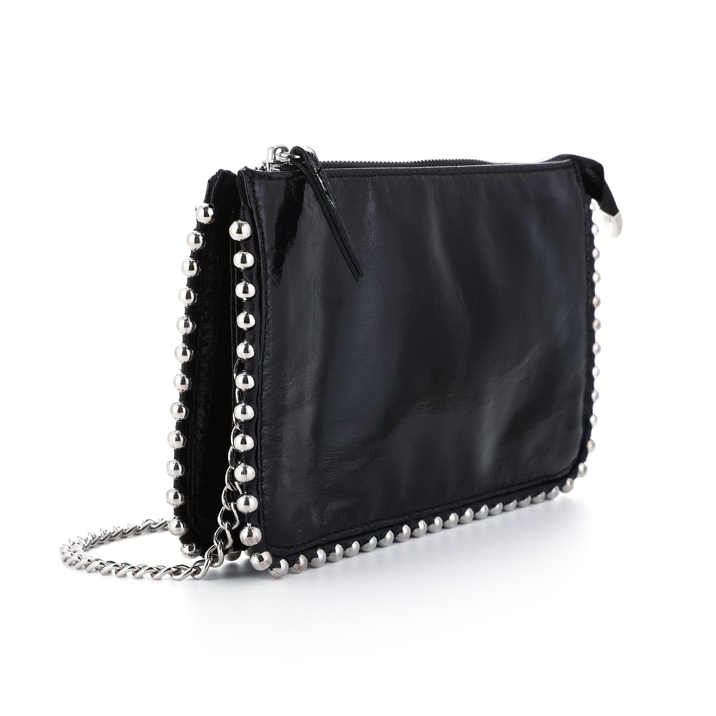 Zwarte lak schoudertas / crossbody bag