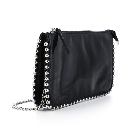 Zwarte lak schoudertas / crossbody bag