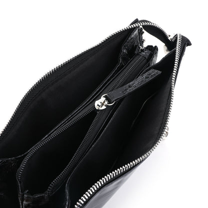 Zwarte lak schoudertas / crossbody bag Binnenkant 