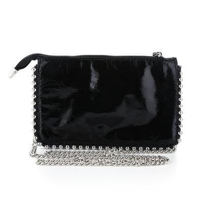 Zwarte lak schoudertas / crossbody bag Met metalen ketting
