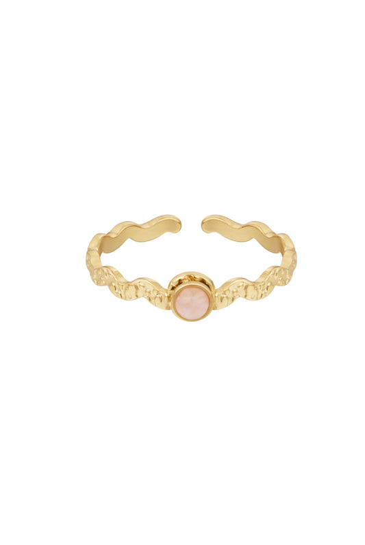 Ring met ronde roze steen