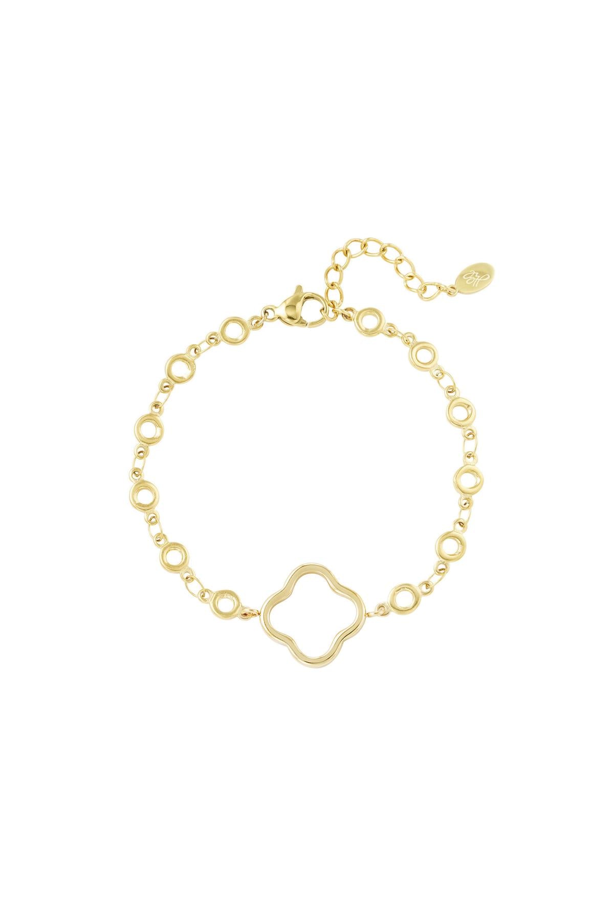 Armband rondjes met open klaver Goudkleur 