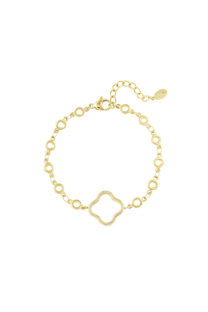 Armband rondjes met open klaver Goudkleur 