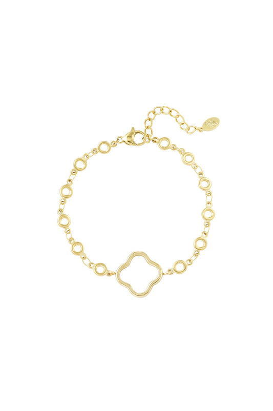 Armband rondjes met open klaver Goudkleur 