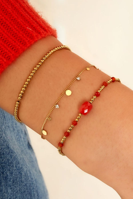 Minimalistische armband met rondjes en strass steentjes