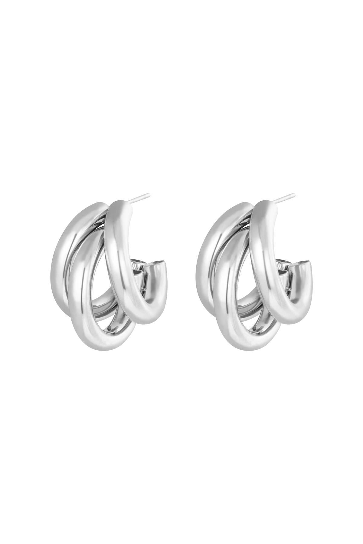 Oorbellen dubbele ringen zilverkleur 