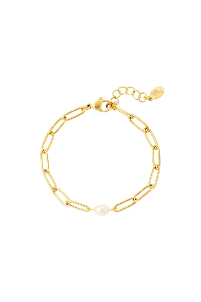 Schakelarmband met parel Goudkleur 